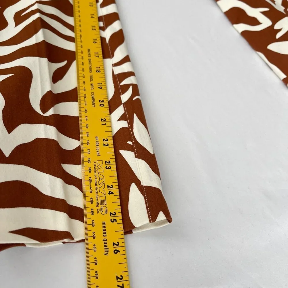 SPANX On-the-Go Ankle Slim Straight Pant Pull On Clay Zebra Stripe Brown Women L - Picture 14 of 16